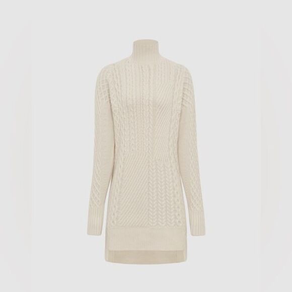 REISS NWT SWEATER MARTHA CABLE KNIT HIGH NECK JUMPER CREAM SIZE XS - Picture 4 of 14